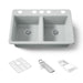 KOHLER K-8679-5UA3 Riverby 33" undermount double-bowl workstation kitchen sink, ice grey - view 5