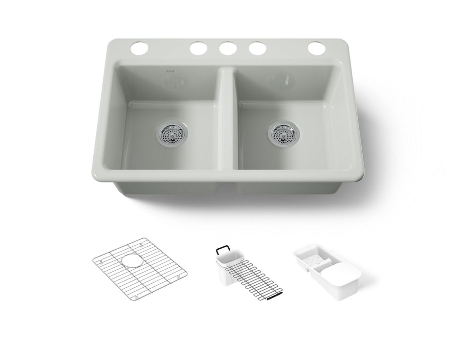 KOHLER K-8679-5UA3 Riverby 33" undermount double-bowl workstation kitchen sink