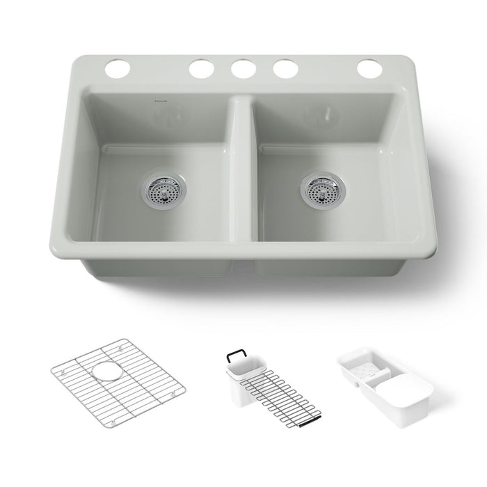 KOHLER K-8679-5UA3 Riverby 33" undermount double-bowl workstation kitchen sink