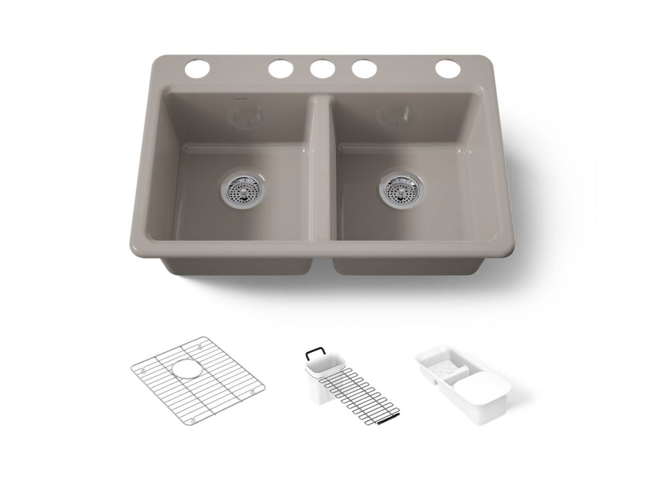 KOHLER K-8679-5UA3 Riverby 33" undermount double-bowl workstation kitchen sink