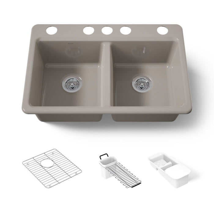 KOHLER K-8679-5UA3 Riverby 33" undermount double-bowl workstation kitchen sink