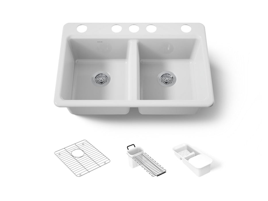 Kohler Riverby 33" undermount double-bowl workstation kitchen sink