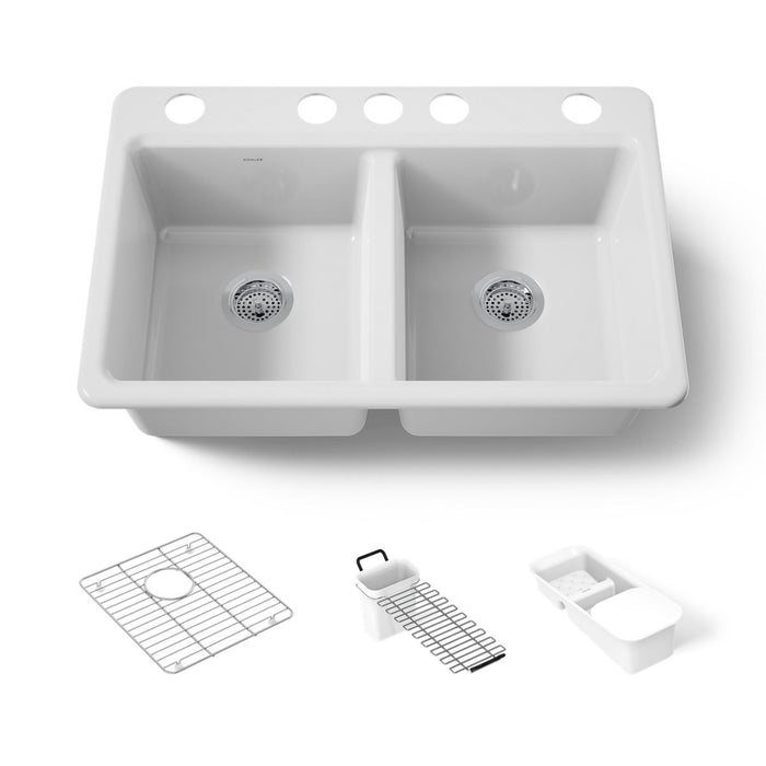 Kohler Riverby 33" undermount double-bowl workstation kitchen sink