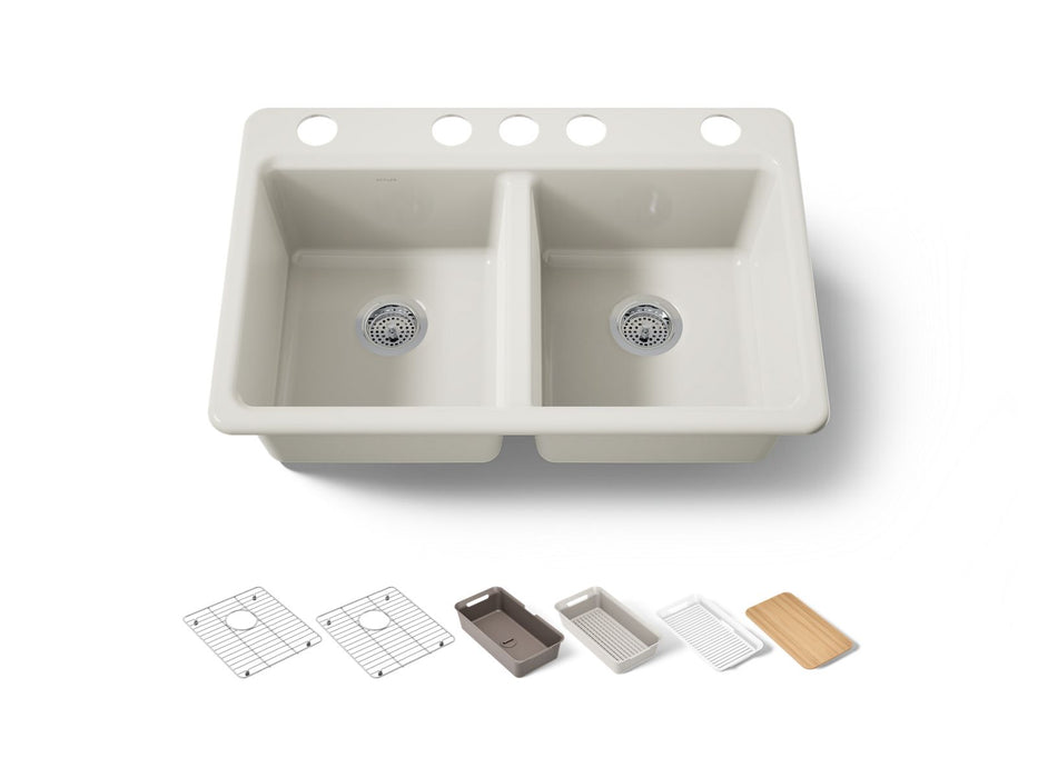 KOHLER K-8679-5UPC Riverby 33" undermount double-bowl workstation kitchen sink
