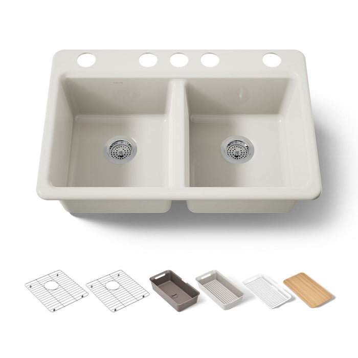 KOHLER K-8679-5UPC Riverby 33" undermount double-bowl workstation kitchen sink