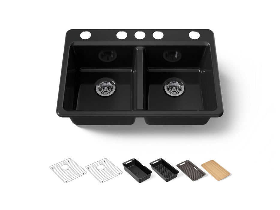 KOHLER K-8679-5UPC Riverby 33" undermount double-bowl workstation kitchen sink
