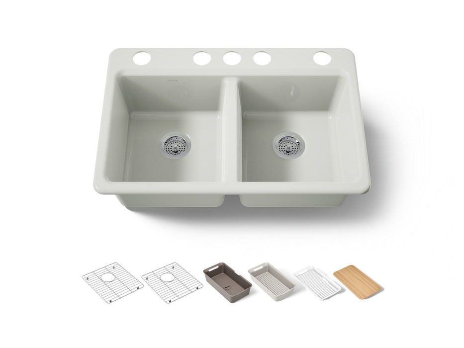 KOHLER K-8679-5UPC Riverby 33" undermount double-bowl workstation kitchen sink