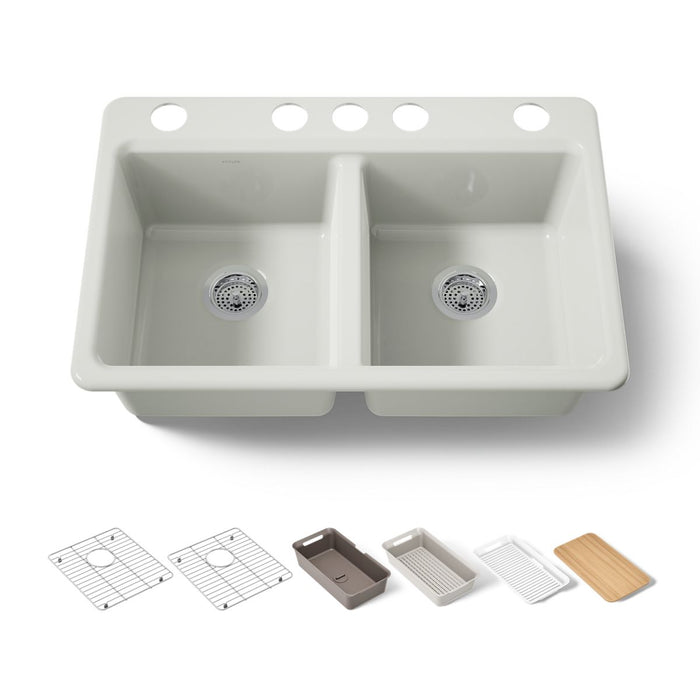 KOHLER K-8679-5UPC Riverby 33" undermount double-bowl workstation kitchen sink