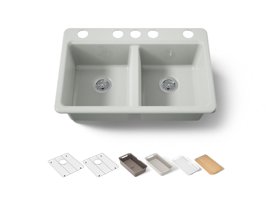 KOHLER K-8679-5UPC Riverby 33" undermount double-bowl workstation kitchen sink