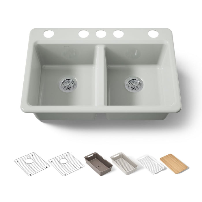 KOHLER K-8679-5UPC Riverby 33" undermount double-bowl workstation kitchen sink