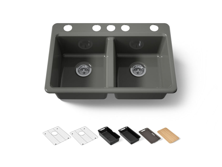 KOHLER K-8679-5UPC Riverby 33" undermount double-bowl workstation kitchen sink