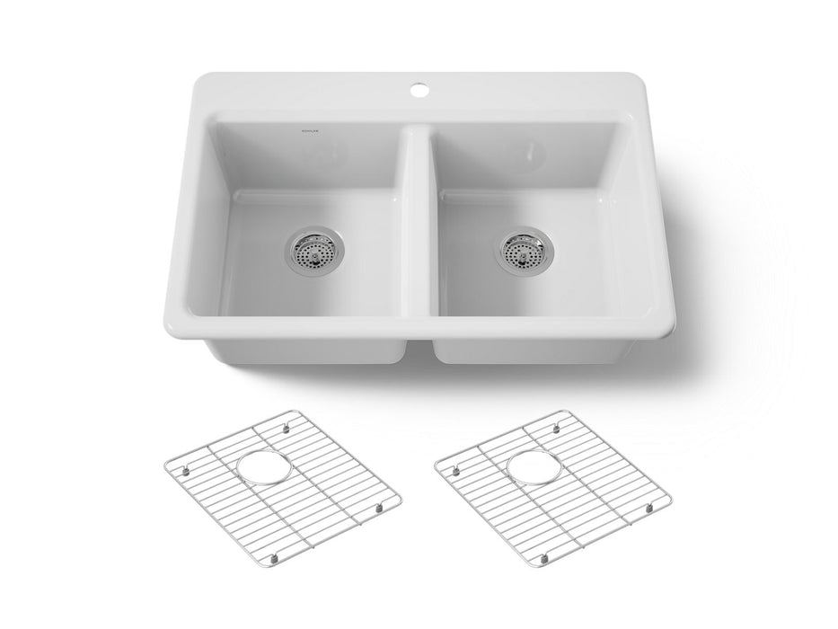 KOHLER K-8679-1A1 Riverby 33" top-mount double-bowl kitchen sink