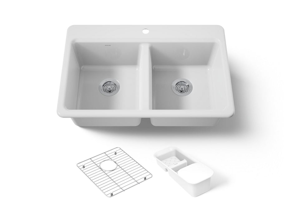 KOHLER K-8679-1A2 Riverby 33" top-mount double-bowl workstation kitchen sink