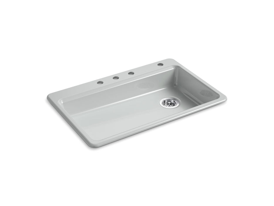 KOHLER K-8689-4 Riverby 33" top-mount single-bowl kitchen sink, ice grey