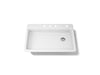 KOHLER K-8689-4 Riverby 33" top-mount single-bowl kitchen sink, white