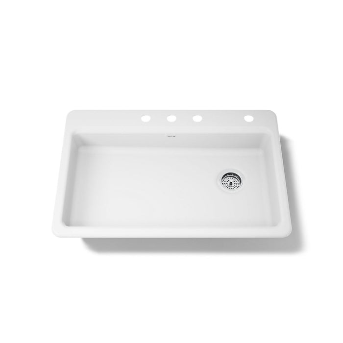 KOHLER K-8689-4 Riverby 33" top-mount single-bowl kitchen sink, white - view 4