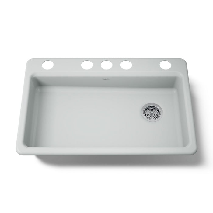 KOHLER K-8689-5U Riverby 33" undermount single-bowl kitchen sink, ice grey - view 5
