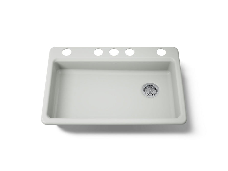 KOHLER K-8689-5U Riverby 33" undermount single-bowl kitchen sink, sea salt
