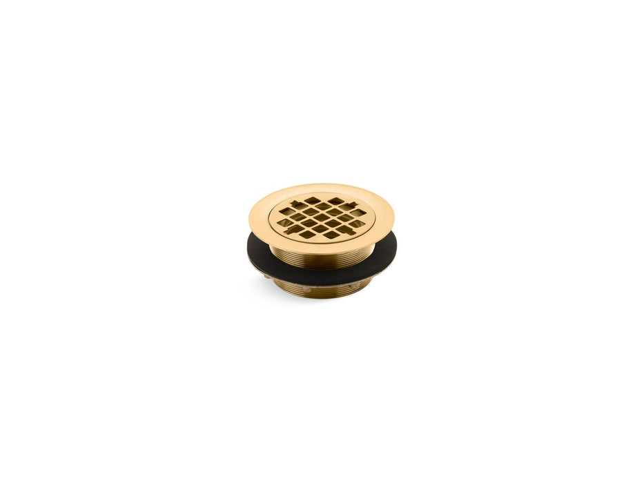 KOHLER K-9132 Round shower drain for use with plastic pipe, gasket included, vibrant brushed moderne brass