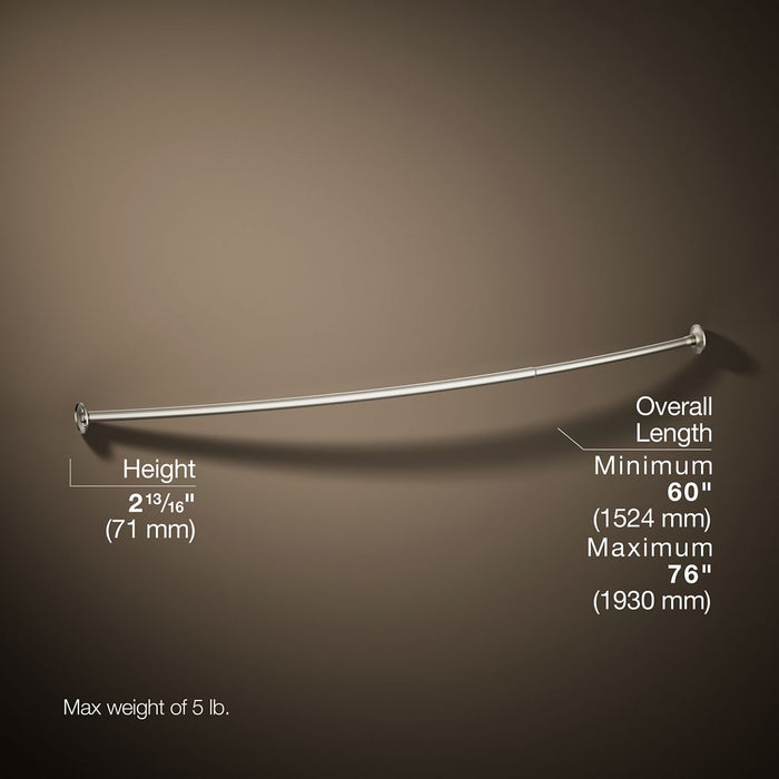 KOHLER K-9350 Expanse Curved shower rod, vibrant brushed nickel - view 5