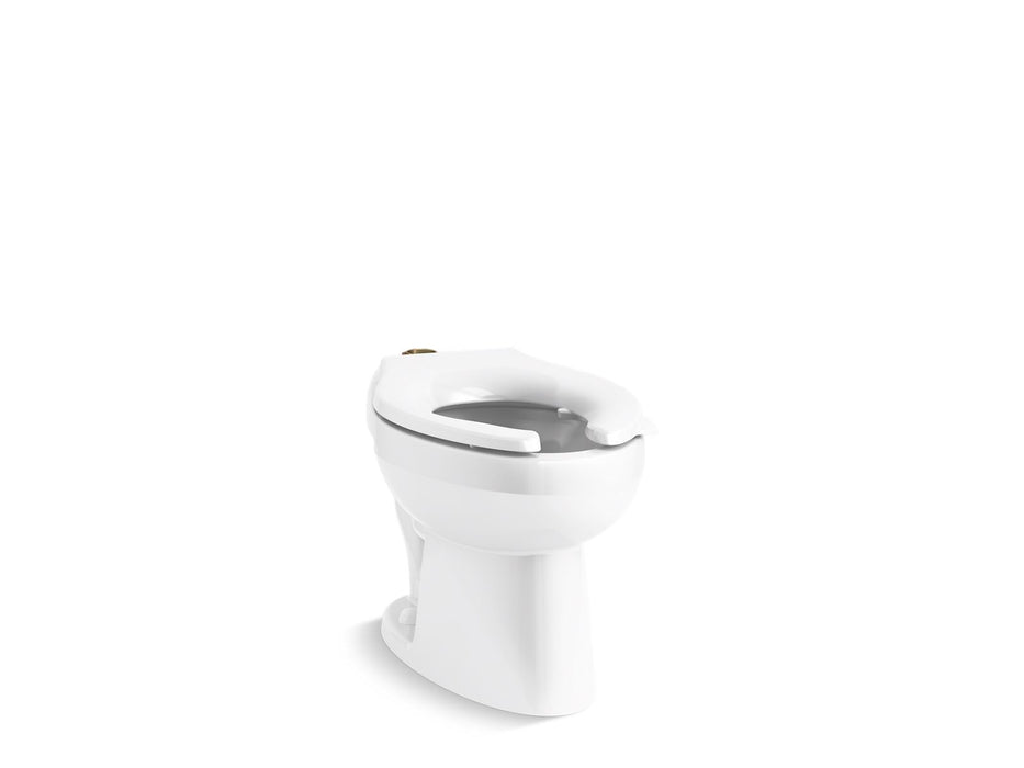 KOHLER K-96053-L Wellcomme Floor-mount top spud flushometer bowl with bedpan lugs, white