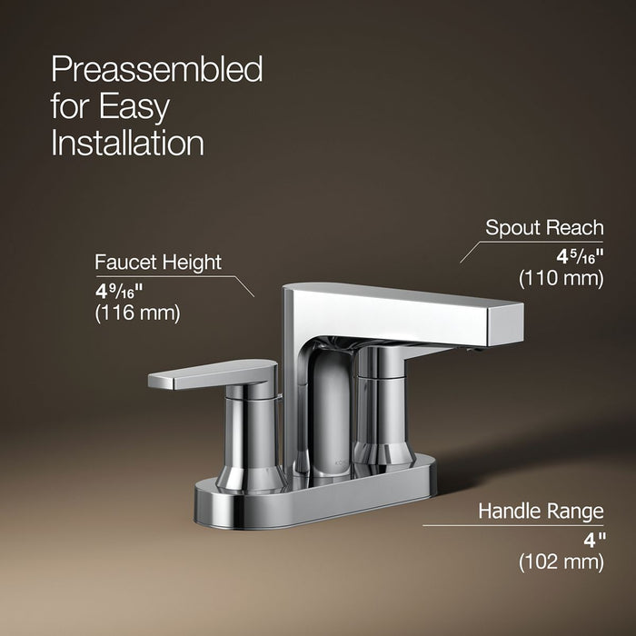 KOHLER K-97031-4 Taut Centerset bathroom sink faucet, 1.2 gpm