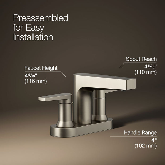 KOHLER KOHLER K-97031-4 Taut Centerset bathroom sink faucet, 1.2 gpm