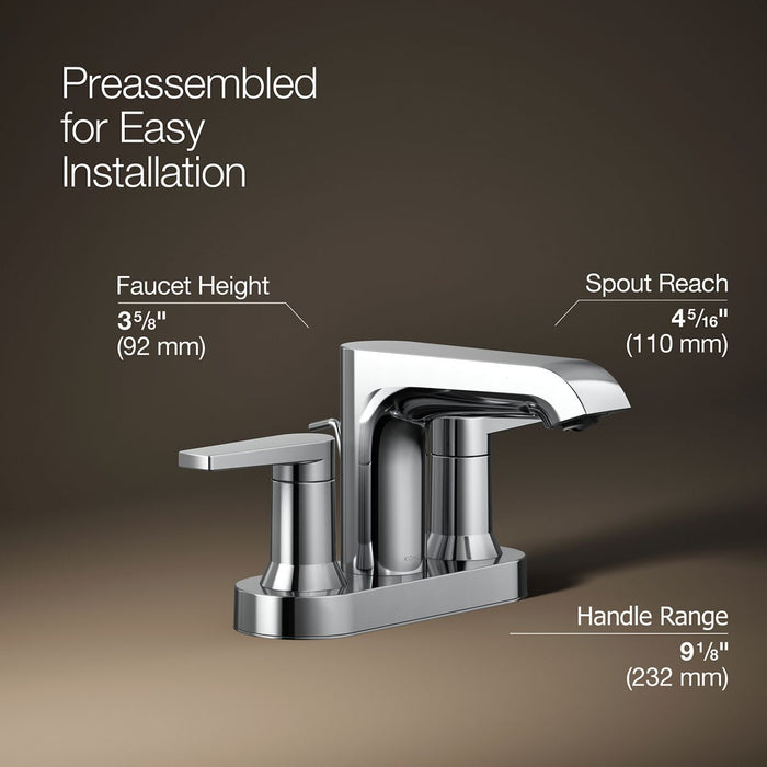 KOHLER K-97094-4 Hint Centerset bathroom sink faucet, 1.2 gpm