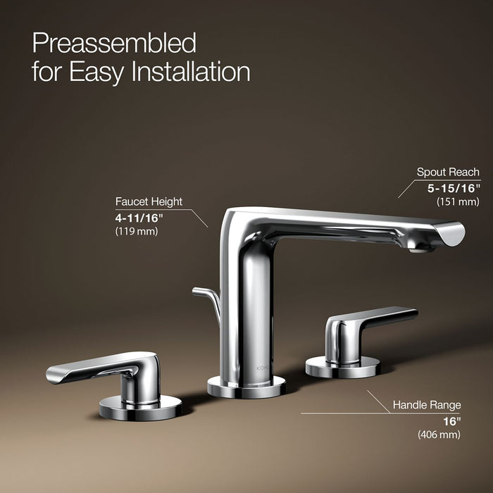 KOHLER K-97352-4 Avid Widespread bathroom sink faucet, 1.2 gpm