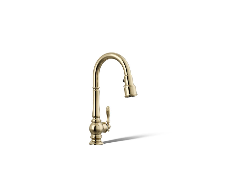 KOHLER Artifacts Pull-down kitchen sink faucet with three-function sprayhead