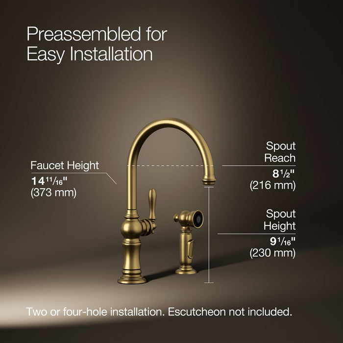 KOHLER Artifacts Single-handle kitchen sink faucet with two-function sprayhead