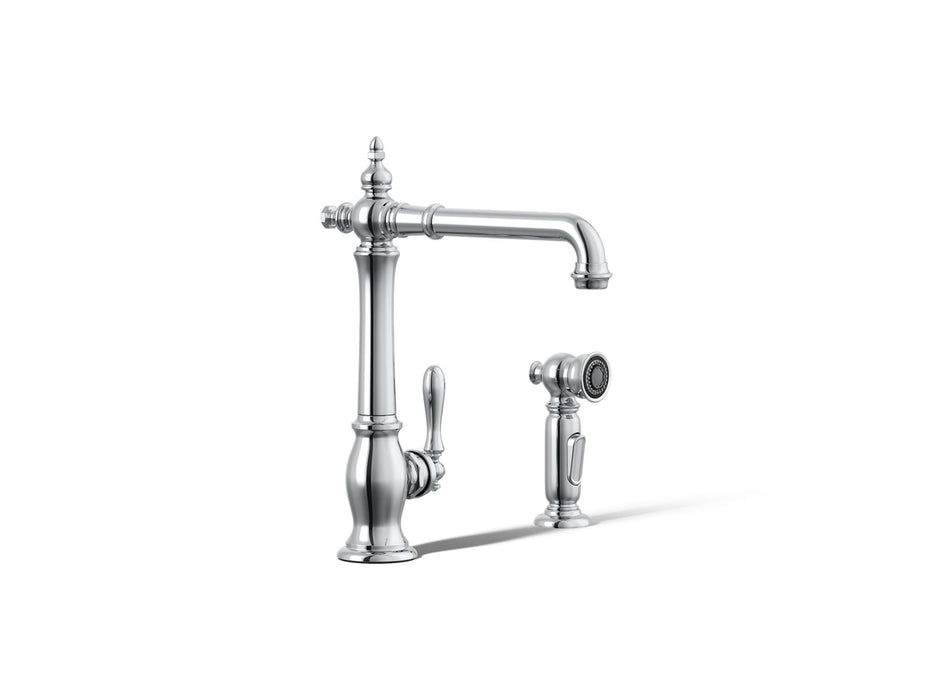 KOHLER K-99265 Artifacts Single-handle kitchen sink faucet with side sprayer