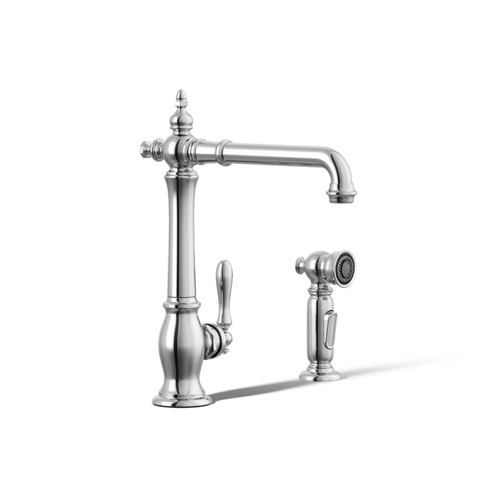 KOHLER K-99265 Artifacts Single-handle kitchen sink faucet with side sprayer