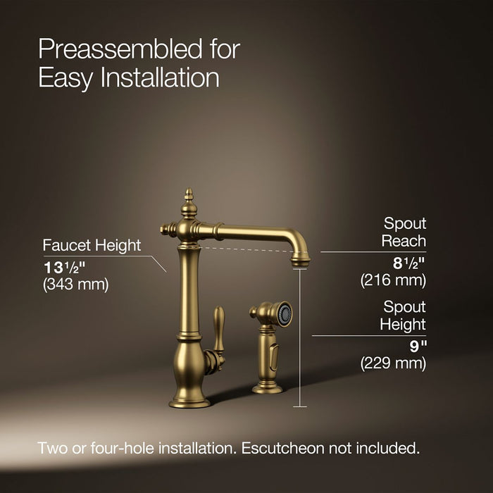 KOHLER Artifacts Single-handle kitchen sink faucet with side sprayer