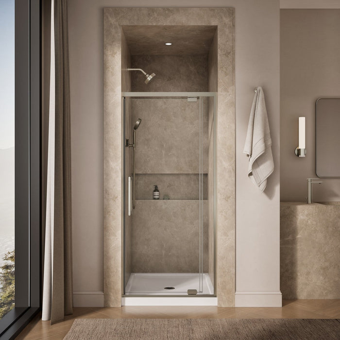 KOHLER K-CA37593-8L Statement 76" H pivot shower door with 5/16"-thick glass