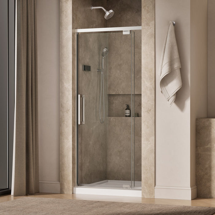 KOHLER K-CA37593-8L Statement 76" H pivot shower door with 5/16"-thick glass