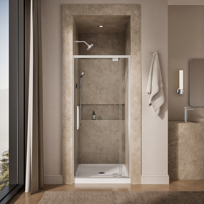 KOHLER K-CA37593-8L Statement 76" H pivot shower door with 5/16"-thick glass