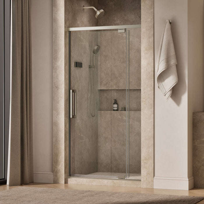 KOHLER K-CA37594-8L Statement 76" H pivot shower door with 5/16"-thick glass