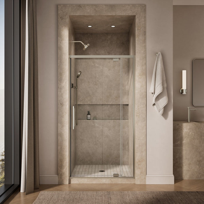 KOHLER K-CA37594-8L Statement 76" H pivot shower door with 5/16"-thick glass