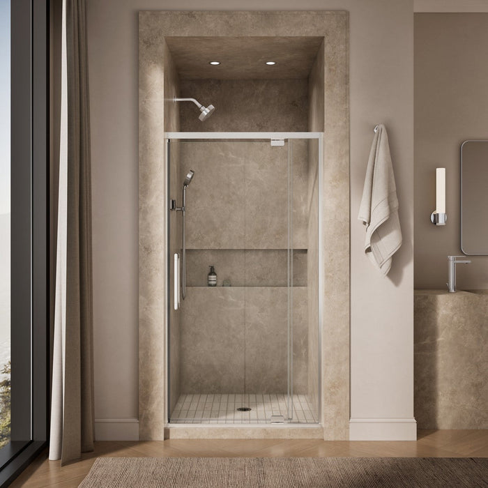 KOHLER K-CA37594-8L Statement 76" H pivot shower door with 5/16"-thick glass