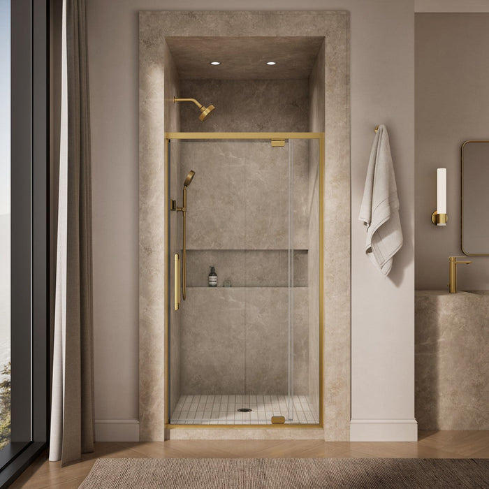 KOHLER K-CA37594-8L Statement 76" H pivot shower door with 5/16"-thick glass