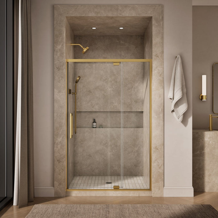 KOHLER K-CA37596-8L Statement 76" H pivot shower door with 5/16"-thick glass