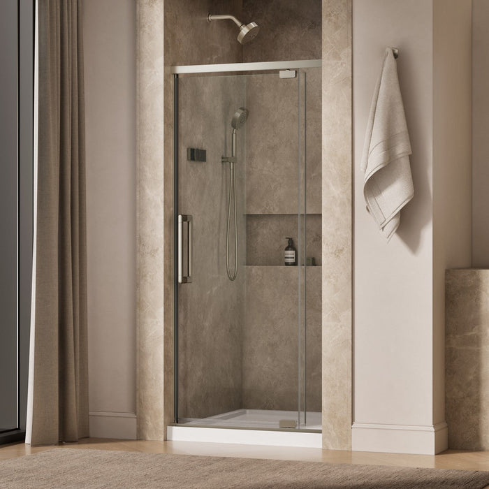 KOHLER K-CA37598-8L Statement 76" H pivot shower door with 5/16"-thick glass