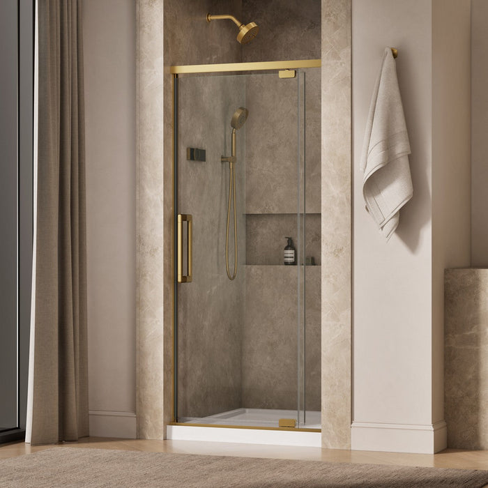 KOHLER K-CA37598-8L Statement 76" H pivot shower door with 5/16"-thick glass