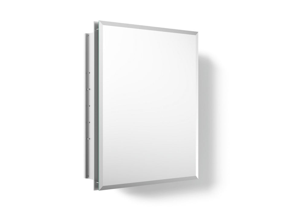 KOHLER K-CB-CLR1620FS CL Series 16" W x 20" H aluminum single-door medicine cabinet with mirrored door, beveled edges