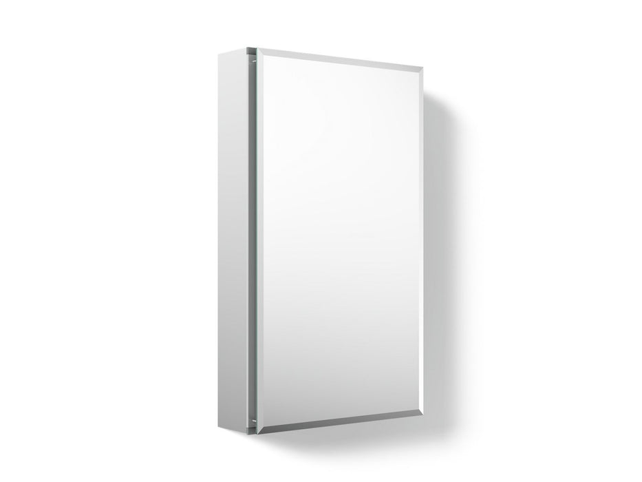 KOHLER K-CB-CLC1526FS CL Series 15" W x 26" H aluminum single-door medicine cabinet with mirrored door, beveled edges