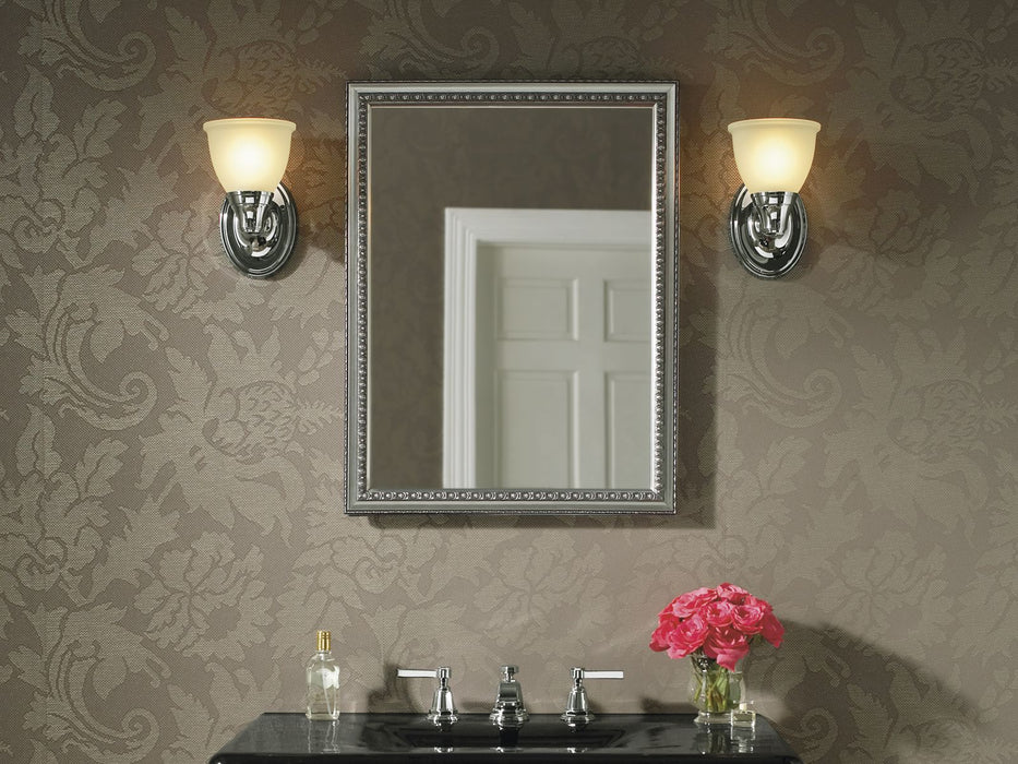 KOHLER K-CB-CLW2026SS CL Series 20" W x 26" H aluminum single-door medicine cabinet with decorative silver framed mirror