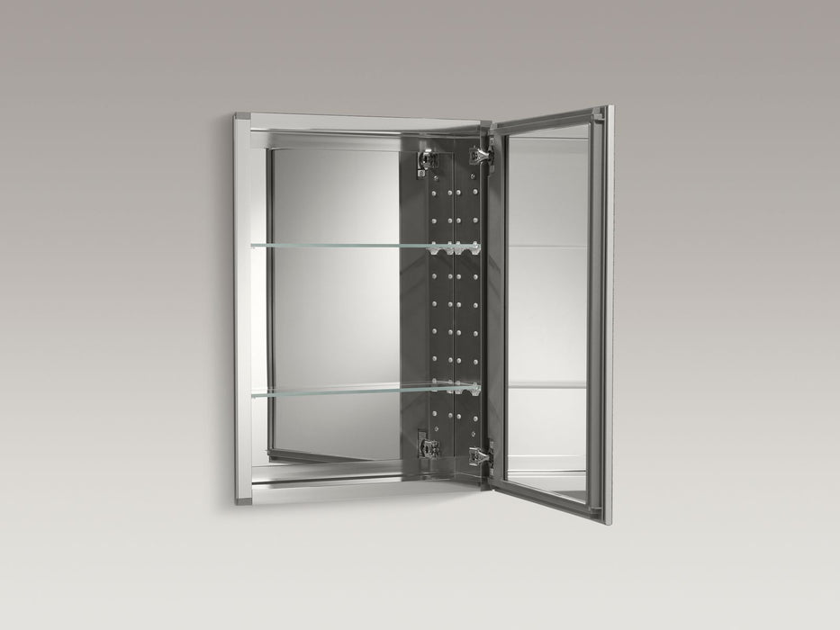 KOHLER K-CB-CLW2026SS CL Series 20" W x 26" H aluminum single-door medicine cabinet with decorative silver framed mirror