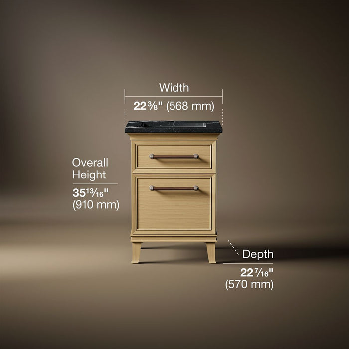 3/4 view of product with dimensions