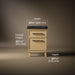 3/4 view of product with dimensions
